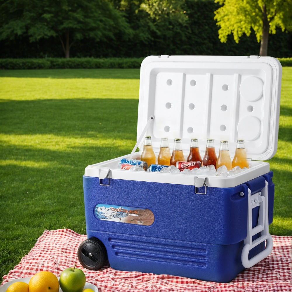 60L Portable Ice Cooler Box With Wheels Camping Esky