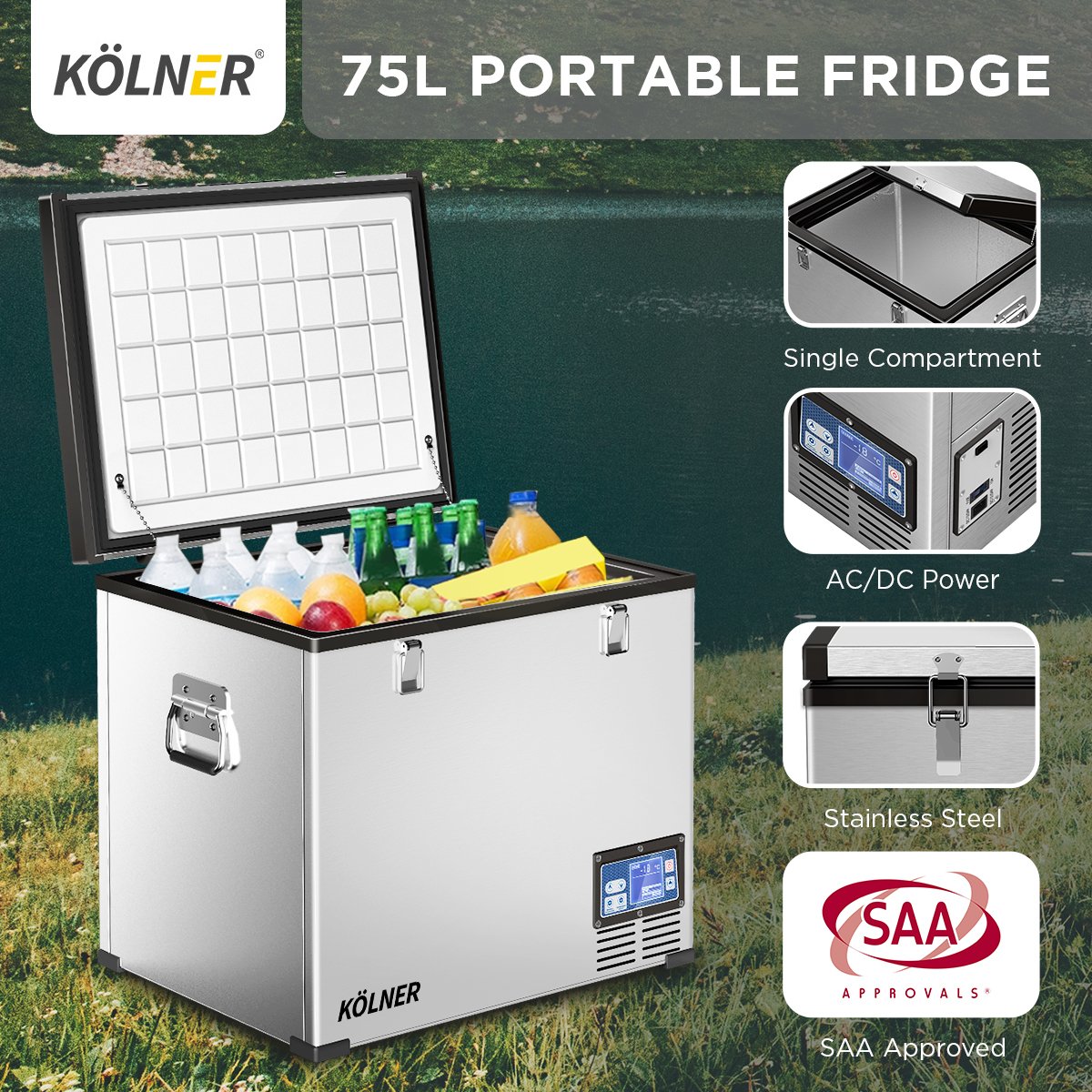 75l Portable Fridge Chest Freezer With LCD Panel - Vehicle Camping Refrigerator