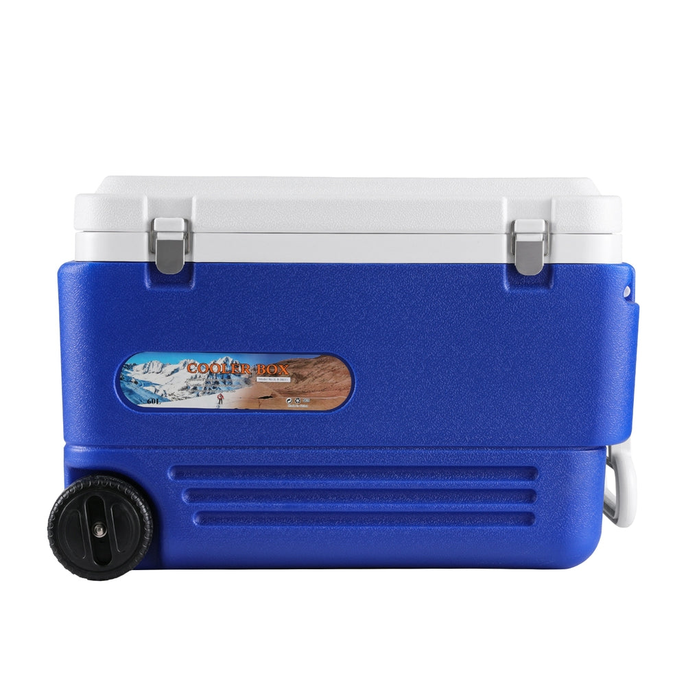 60L Portable Ice Cooler Box With Wheels Camping Esky