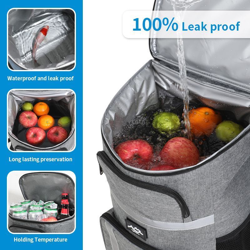 Outdoor Camping Insulated Cooler Backpack for Picnic Hiking (Grey)