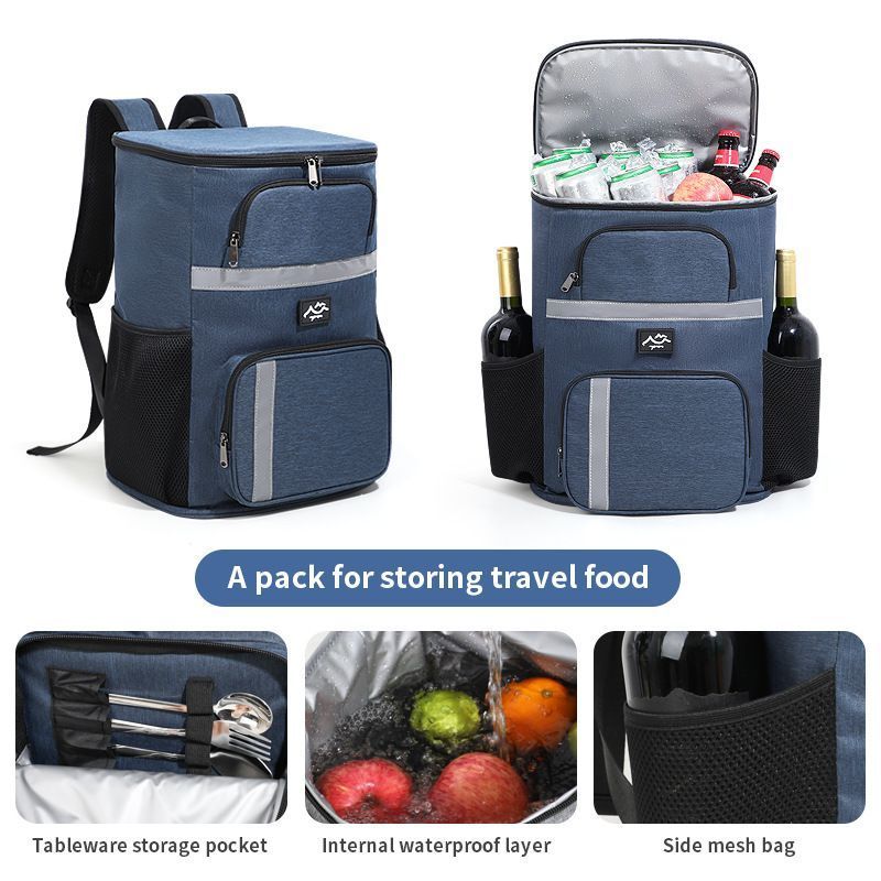 Outdoor Camping Insulated Cooler Backpack for Picnic Hiking (Grey)