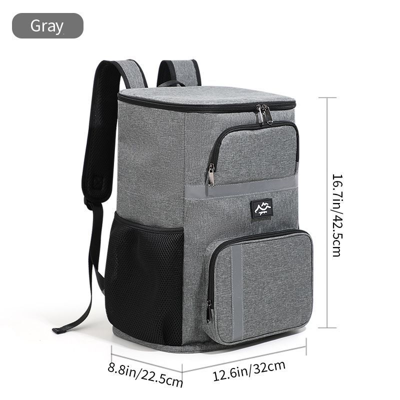 Outdoor Camping Insulated Cooler Backpack for Picnic Hiking (Grey)
