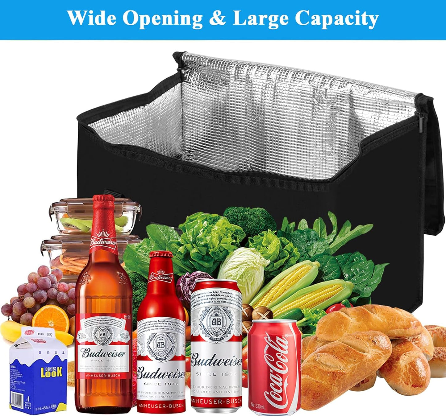 Soft Cooler Bag, 40L Large Cooler Bag, Grocery Bags, Picnic Bag, Thermal Food Delivery Bag, Insulated Bag, Cooler Bag_yux