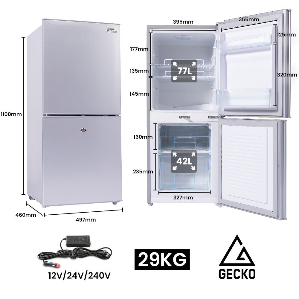 119L Upright Portable Fridge Mini Freezer, for Motorhome and Caravan, Silver