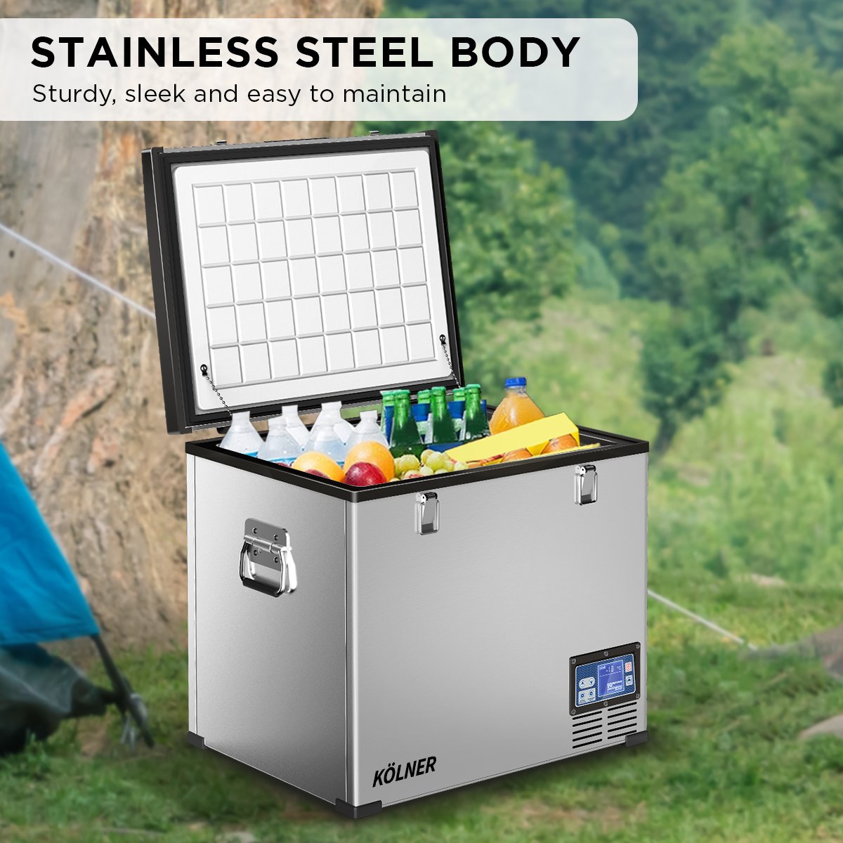 75l Portable Fridge Chest Freezer With LCD Panel - Vehicle Camping Refrigerator